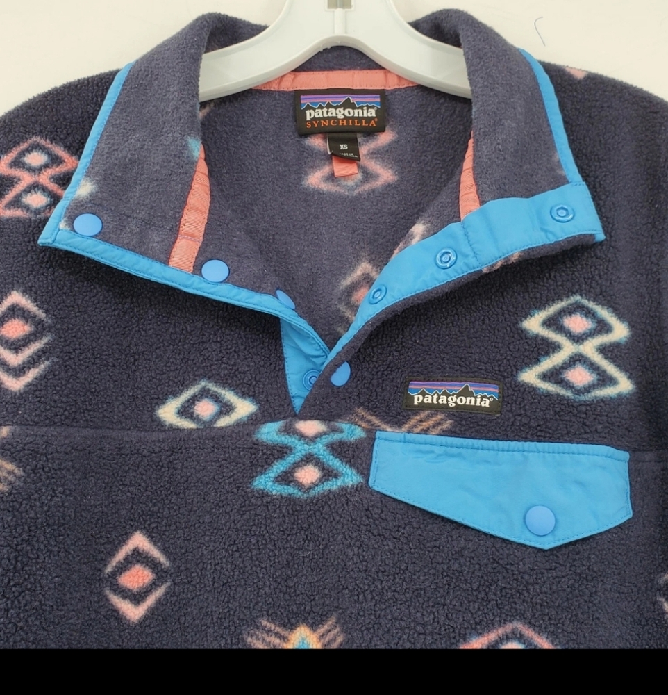 Patagonia Synchilla Snap-T Fleece Pullover Sweater blue pink space spirits XS - Picture 4 of 6